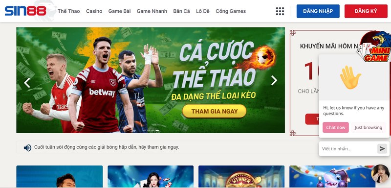 Giao diện chỉn chu của nhà cái Sin88