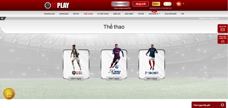 Sảnh cược thể thao tại nhà cái 12Play