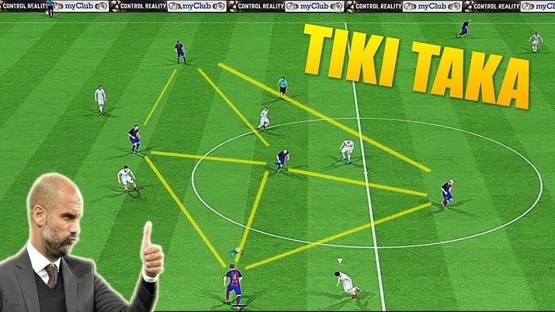 Chiến thuật Tiki taka hay Tiqui taka là chuyền, chạy trong tiếng Tây Ban Nha 